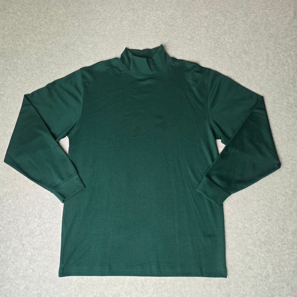 L.L. Bean Men's M Forest Green Traditional Fit Long Sleeve Interlock Mock-neck